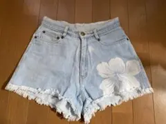 S*h様 デニムショートパンツ　キッズ　レディース　フラワー　カット　ショーパン