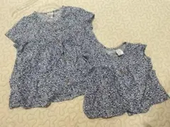 姉妹でお揃い⭐︎花柄ボタン付きトップス 68cm・104cm
