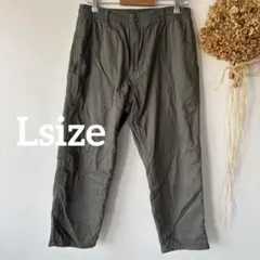 Lサイズ♪ メンズ ロング パンツ フリース裏地 防寒 チェック グリーン