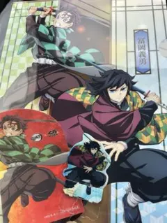 3個セット　くら寿司 冨岡義勇 ストローチャーム　炭治郎オリジナルシート　鬼滅