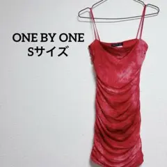 【S】 ONE BY ONE ワンバイワン 赤 レッド ドレープキャミワンピース