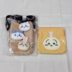ちいかわ ハチワレ うさぎ スマホショルダーバッグ もこもこポーチ セット