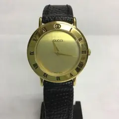 稼働 新品電池 新品ベルトGUCCI 3001M ゴールド ローマン 本革ベルト