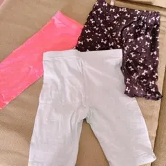 ベビー　レギンス３点セット　ミント　ピンク　ブラック90サイズ