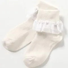 apres les courフリルリブソックス　アイボリー　13-15㎝
