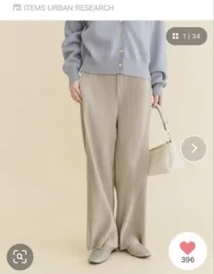 URBAN RESEARCH プリーツシャーリングパンツ ベージュのサムネイル
