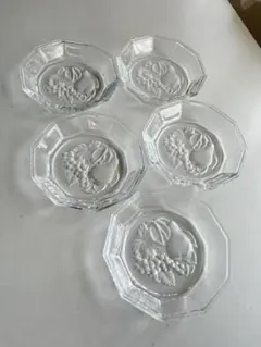 HOYA クリスタルガラス　レリーフ皿　5枚セット
