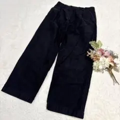 【ユニクロ】UNIQLO コットンワイドパンツ ブラック 76サイズ XL相当