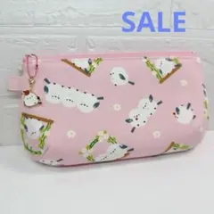 15ふっくらポーチＬサイズ シマエナガ ちゃん お花ブランコ ピンク