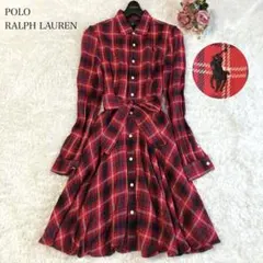 B*$様 美品✨ポロラルフローレン ワンピース リボン ホース刺繍 タータンチェ