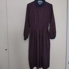 Mount Valley ネイビー ドット柄 シャツワンピース