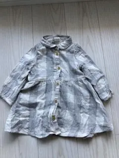 H&M チェック柄長袖シャツワンピース 6-9M