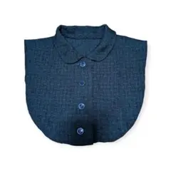 美品　ハンドメイド　つけ襟　(ボタン付き)　ブラック