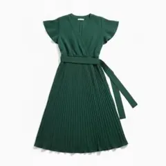 カシュクール プリーツワンピ 緑 ロング 美品