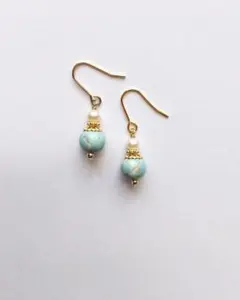 淡水パールと空色ターコイズのピアス/樹脂フック/イヤリング/サージカルステンレス