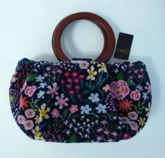 匿名配送☆新品　フェイラー イハナクッカ　ウッドハンドルバッグ　ネイビー