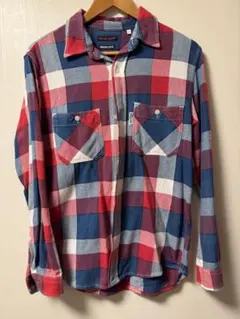 BLUEBLUE インディゴダイ チェックネルシャツ Lサイズ