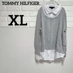 【TOMMY HILFIGER 】XLグレー のTシャツ/白のシャツ/レイヤード