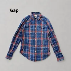 Gap 1969 ネルシャツ スリムフィット XS 青 赤 チェック ウエスタン