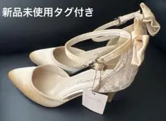 【新品未使用タグ付き】クチュールブローチレディース　パンプス　ヒール　ゴールドのサムネイル
