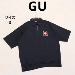 GU ミッキーマウス ハーフジップスウェT Disney 黒 S ロゴ刺繍レトロのサムネイル