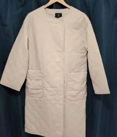 ナノ・ユニバース　ベージュ キルティングジャケット ロング丈