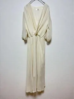 ロングワンピース シフォン クリーム色 キナリ アイボリー おしゃれ 綺麗め