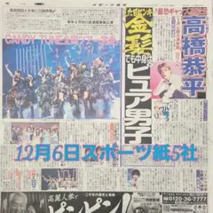 匿名配送！送料込み！ 12月6日 朝刊　 スポーツ紙全5社