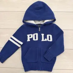 【美品】Polo Ralph Lauren ブルー　ニットパーカー 3/3T