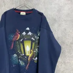 90s vintage プリント トレーナー ネイビー USA製 メンズM