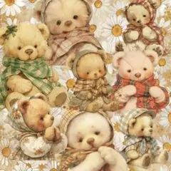 【再販3】コラージュシート　コラージュ素材　くま素材　セルフカット