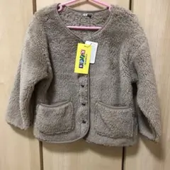新品　キッズ　男女兼用　フリース　アウター　羽織り　ノーカラー　スナップボタン
