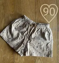 キュロット　短パン　コーデュロイ　花柄　ベージュ　90㌢　no.152