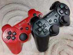 ⭐【PS3】純正コントローラー レッド＆ブラック プレステ３ メンテ済　無線