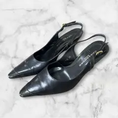 CASSANDRE Paris ブラックレザー・バックストラップパンプス 36