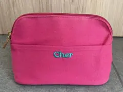 Cher ロゴ刺繍 ポーチ ピンク　シェルのサムネイル