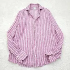【人気】近年モデル　フィナモレ　リネン100　シャツ　ストライプ　カッタウェイ
