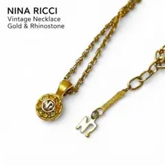 ニナリッチ ネックレス 80s 90s NRロゴ ゴールド ラインストーン