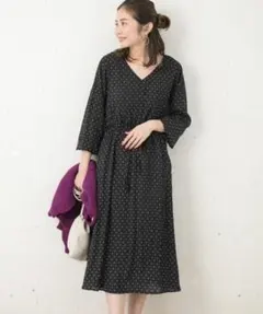 極美品✨　ブラック❤️　アーバンリサーチサニーレーベル　楊柳ドットワンピース