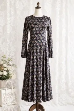 ローラアシュレイ ヴィンテージ 花柄 ロングワンピース コーデュロイ