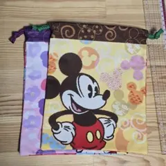 ミッキーマウス　ミニーマウス　 巾着袋 2枚セット