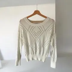 【美品】GLOBAL WORK グローバルワーク 透かし編みニット ホワイト F