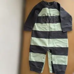 babyGap ストライプロンパース 6-12ヶ月　ダークグレー　グリーン　70