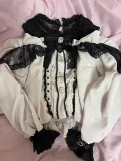 LIZLISA オープンショルダーフリルブラウス ピンク 黒