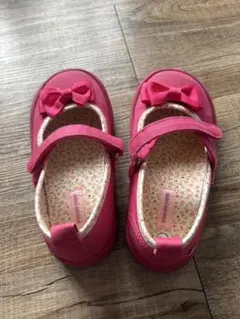 ミキハウスピンク リボン付き キッズシューズ 17センチ