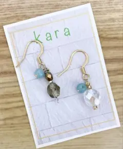 天然石　アクアマリン・チェコビーズサージカルステンレスピアス