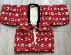 半纏 赤 花柄 格子柄 5-6才用 レトロ はんてん 暖かい 子ども用 110