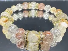 ゴールドルチルクォーツ スーパーセブン タイチン シトリン水晶天然石ブレスレット