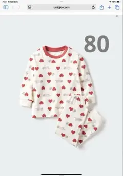 即購入可＊ユニクロ　長袖パジャマ80 新品未使用 ハート