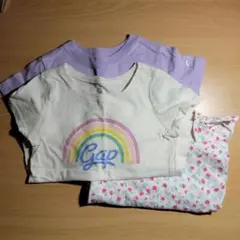 Ｂａｂｙ　ＧＡＰ　半袖Tシャツ２枚＆ロンパ１枚セット　８０～９０ｃｍ　中古